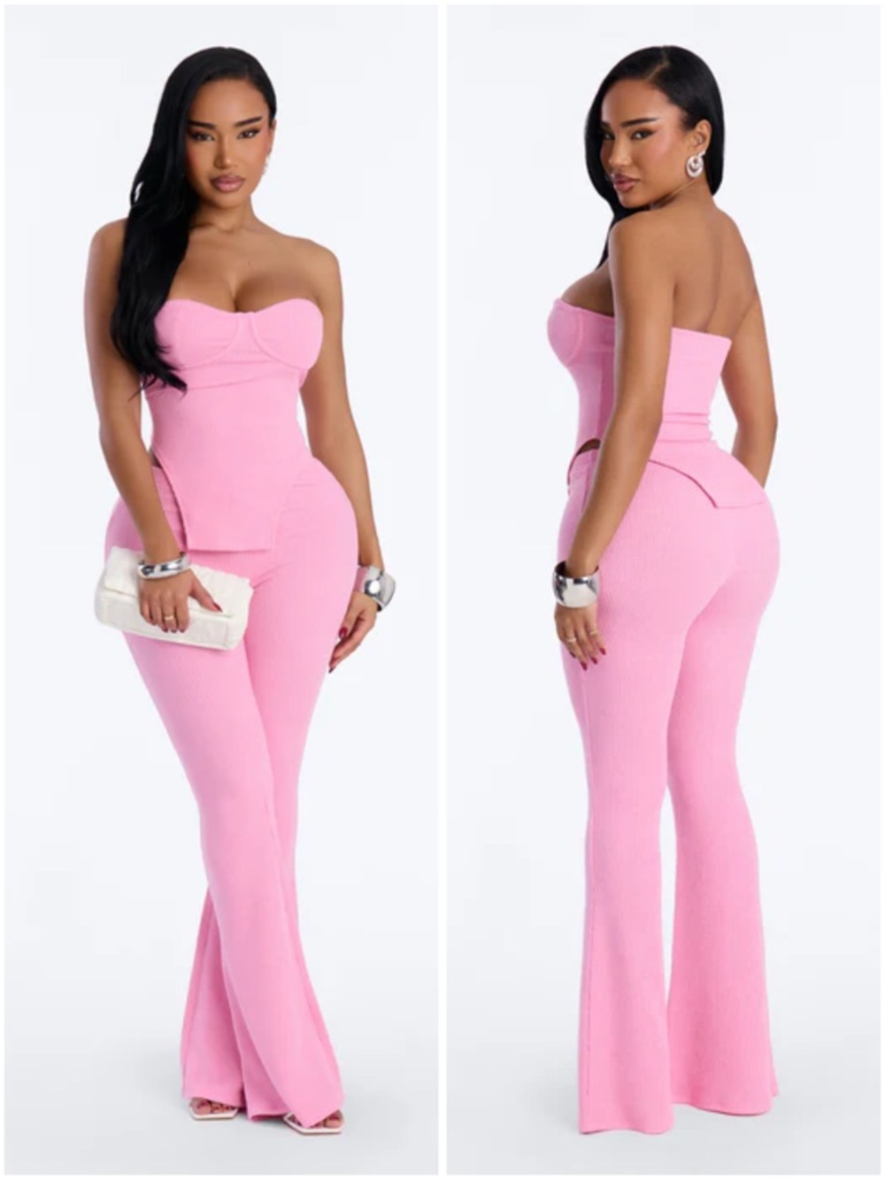 Call My Name Ribbed Pant Set - Pink - Sz XL